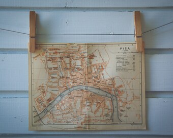 1913 Vintage Map of Pisa