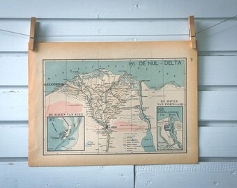 1941 Vintage Map of Nile Delta