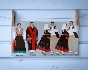 1966 Vintage Istrian Folk Costumes Illustration