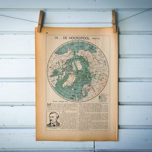 1941 Vintage Mapa Arktyki