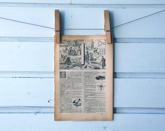 1922 Vintage Letter I Lithograph Illustration