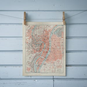 1907 Vintage Map of Lyon