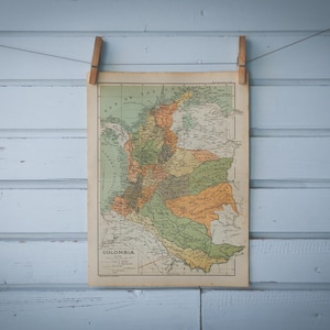 1937 Vintage Map of Colombia