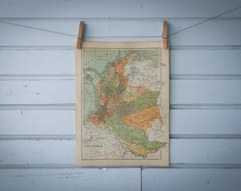 1937 Vintage Map of Colombia