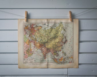 1928 Vintage Map of Asia