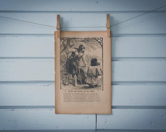 1900s Vintage Robinson Crusoe & Friday Illustration