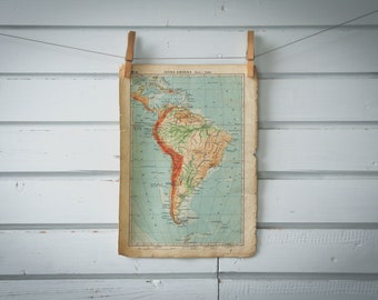 1943 Vintage South America Map