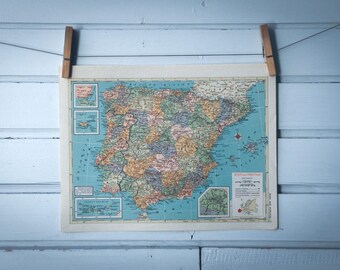 1956 Vintage Map of Spain