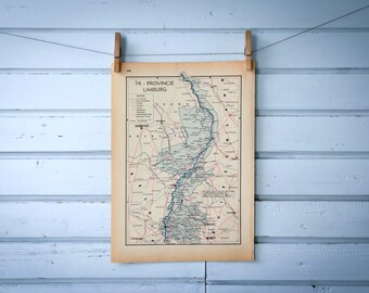 1941 Vintage Map of Limburg Province of the Netherlands