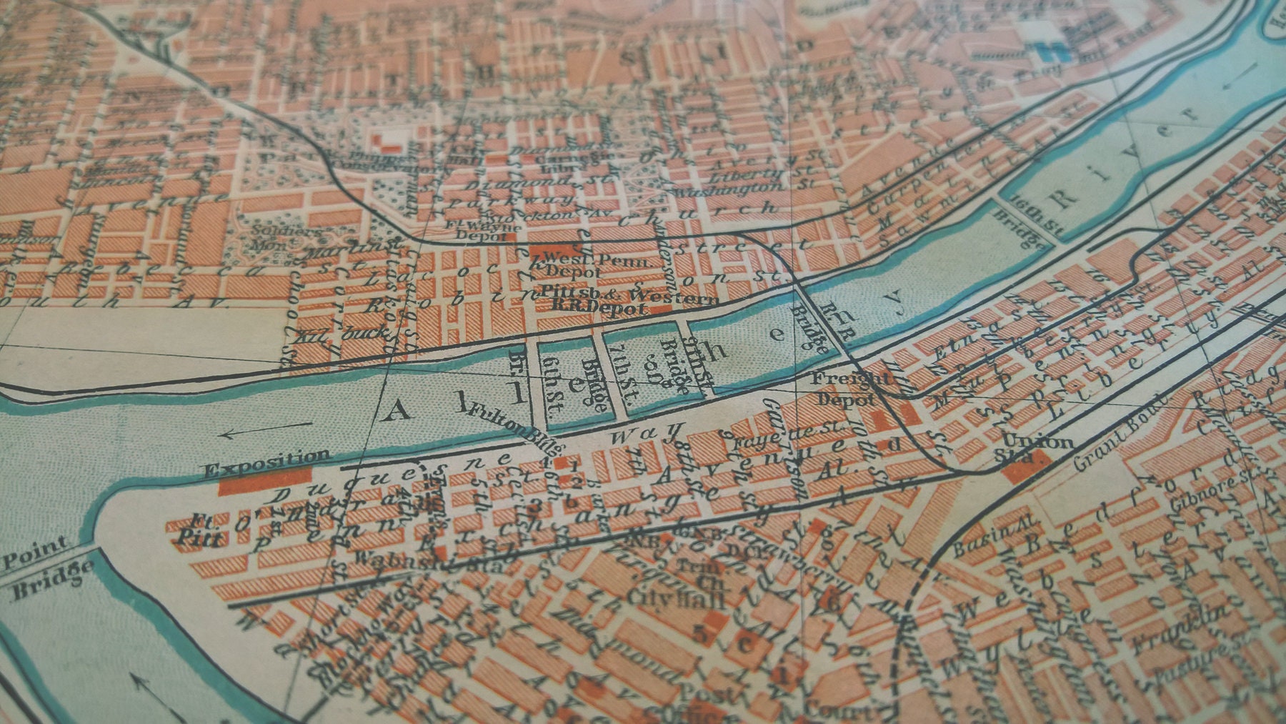 1905 Vintage Map of Pittsburgh