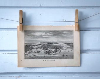 1892 Vintage Stockholm Lithograph Illustration