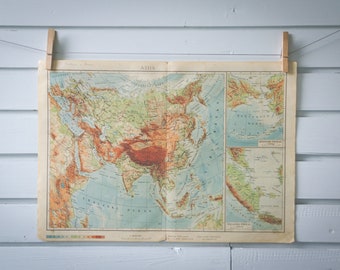 1950 Vintage Map of Asia