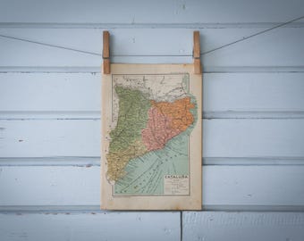 1937 Vintage Map of Catalonia