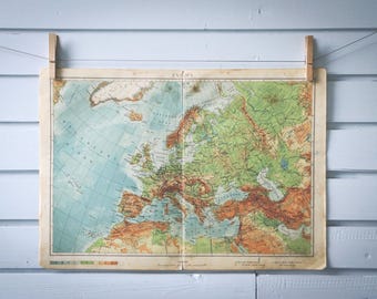 1950 Vintage Map of Europe