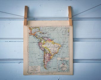 1929 Vintage South America Map