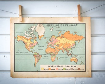 1941 Vintage World Rainfall Map