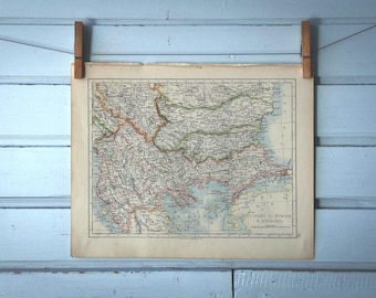 1892 Vintage Central Balkans Map