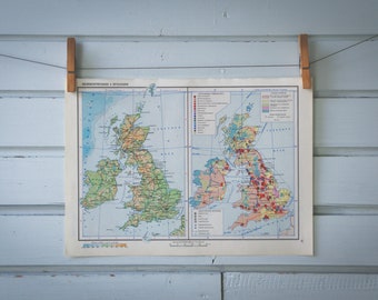 1967 Vintage United Kingdom Map