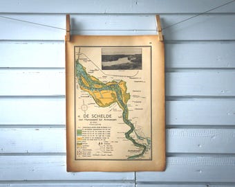 1941 Vintage Map of River Schelde