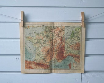 1912 Vintage Map of France