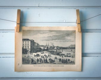 1890 Vintage Lucerne Lithograph Illustration