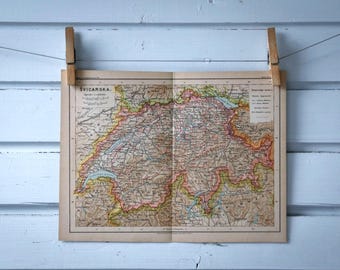 1890 Vintage Map of Switzerland