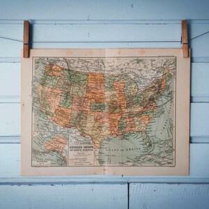 Carte des Etats-Unis vintage 1937