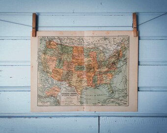 1937 Vintage United States Map