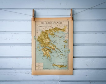 1941 Vintage Map of Greece
