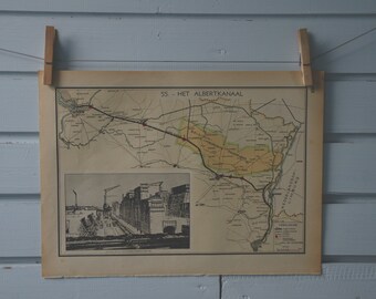 1941 Vintage Map of Albert Canal
