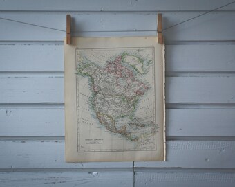 1907 Vintage North America Map