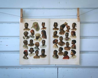 1907 Vintage Indigenous Peoples of Africa Chromolithograph Illustration