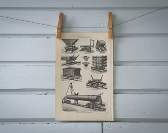 1907 Vintage Feldbahn Lithograph Illustration