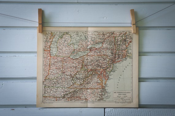 1907 Vintage NE United States Map
