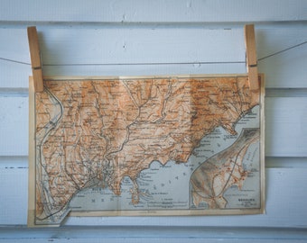 1913 Vintage Nice & Surroundings Map