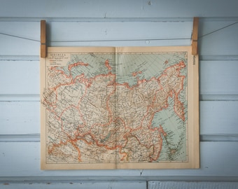 1938 Vintage Map of Siberia