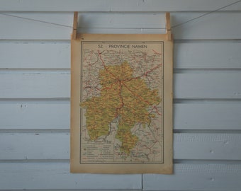 1941 Vintage Map of Namur Province of Belgium