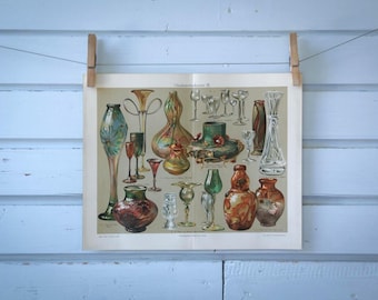 1907 Vintage Glass Artistry Chromolithograph Illustration