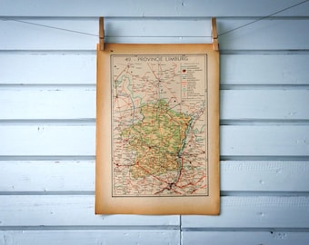 1941 Vintage Map of Limburg Province of Belgium