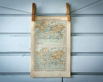 1907 Vintage Wind & Pressure World Map