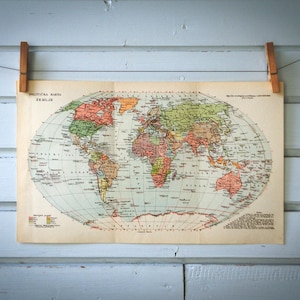 1936 Vintage World Map
