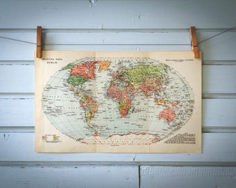 1936 Vintage World Map