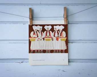 1966 Vintage Croatian Folk Costumes Illustration