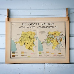 1941 Vintage Kongo (DR) Erz & Landwirtschaft Karte