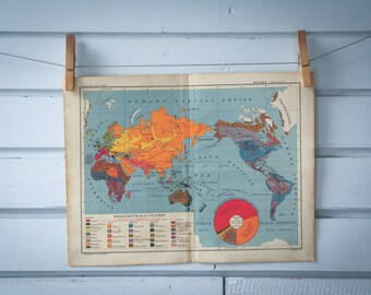 1916 Vintage World Demography Map