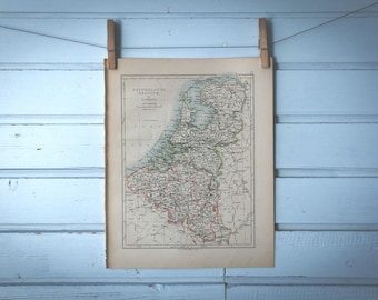 1895 Vintage Netherlands & Belgium Map