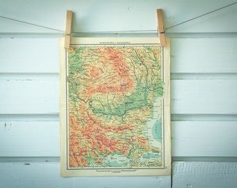 1959 Vintage Romania & Bulgaria Map