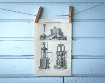 1907 Vintage Hydraulic Presses Lithograph Illustration