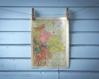1957 Vintage Map of Bolivia