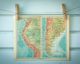 1959 Vintage Map of the Andes